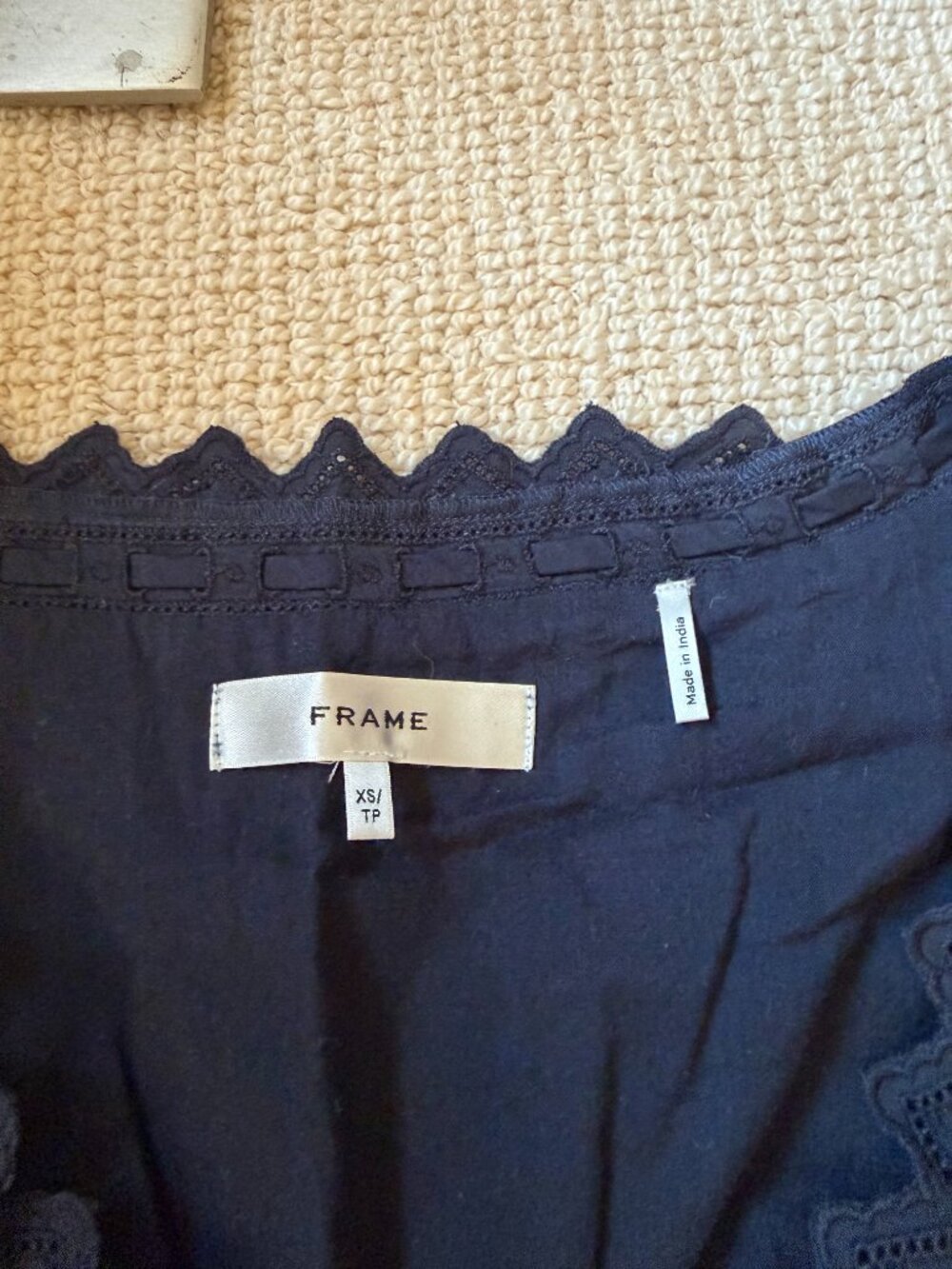 Frame Navy Cotton Button Front Maxi Dress - Picture 3 of 5